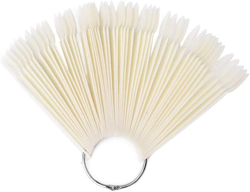 woobles False Nail Swatch Sticks,50Pcs Fan Shaped Round Head Nail Polish Palettes Color Display Card Nail Practice Tools,Transparent Nail Art Polish Display Tips for Nail Art Polish Display(#1) - Image 1